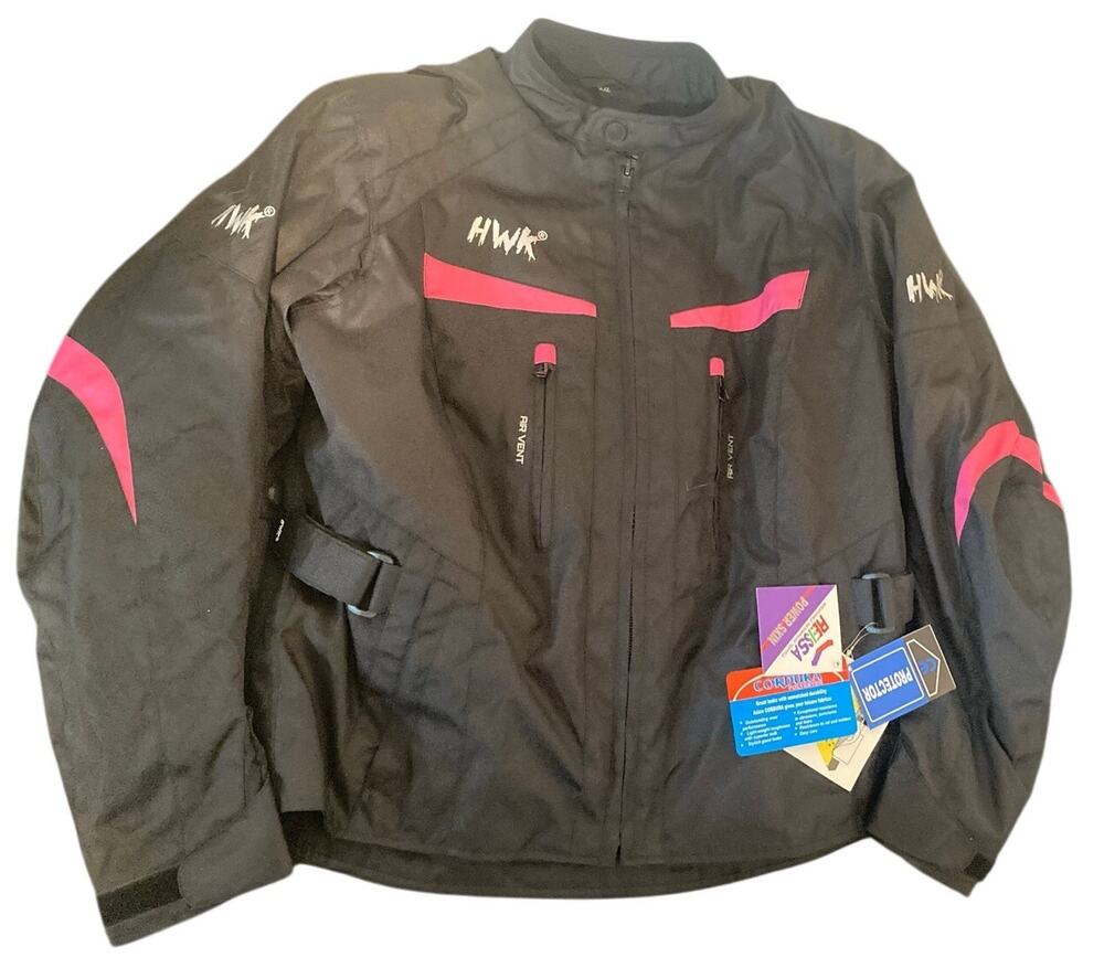 Women's HWK Motor Sports Motorcycle Jacket Coat  XXL Armor Elbow Back Pads NEW